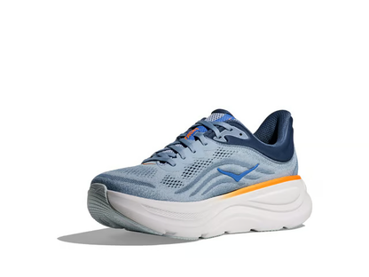 Hoka Bondi 9 Running Shoes - Blue Gray With Orange Accents