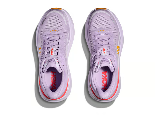 Hoka Bondi 9 Running Shoes - Lavender With Coral And Orange Accents