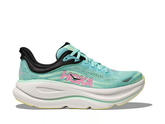 Hoka Bondi 9 Running Shoes - Mint With Pink Accents