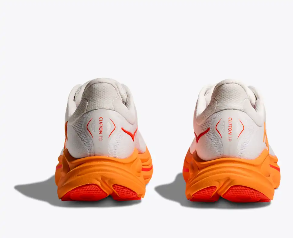 Hoka Clifton 10 Running Shoes - White And Orange