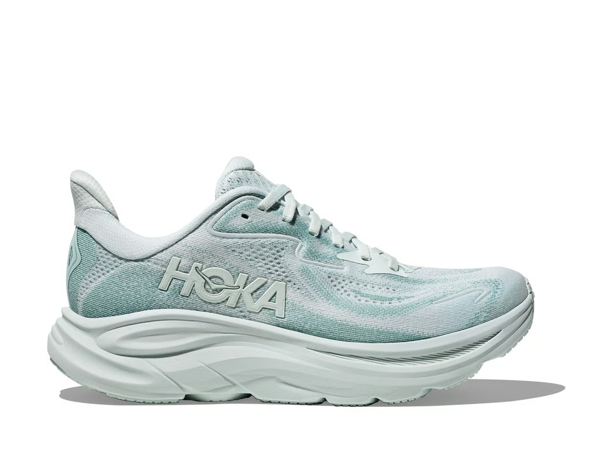 Hoka Clifton 10 Running Shoes - Light Gray And Mint