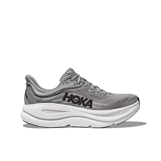 Hoka Bondi 9 Running Shoes - Gray And White