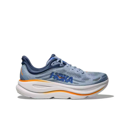 Hoka Bondi 9 Running Shoes - Blue Gray With Orange Accents