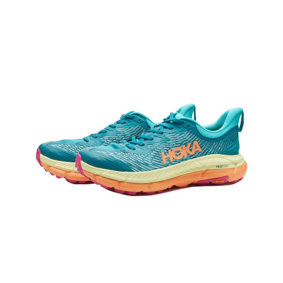 Hoka Mafate Speed 4 Trail Running Shoes - Teal And Peach