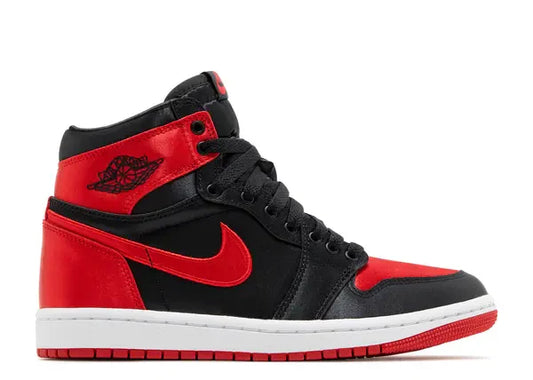 Air Jordan 1 'Satin Bred' Black and Red High-Top Sneakers