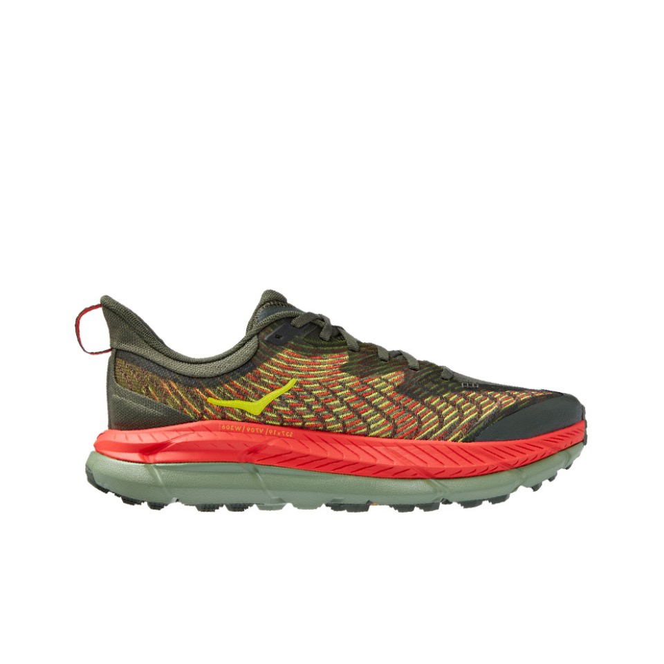 Hoka Mafate Speed 4 Trail Running Shoes - Olive Green And Red